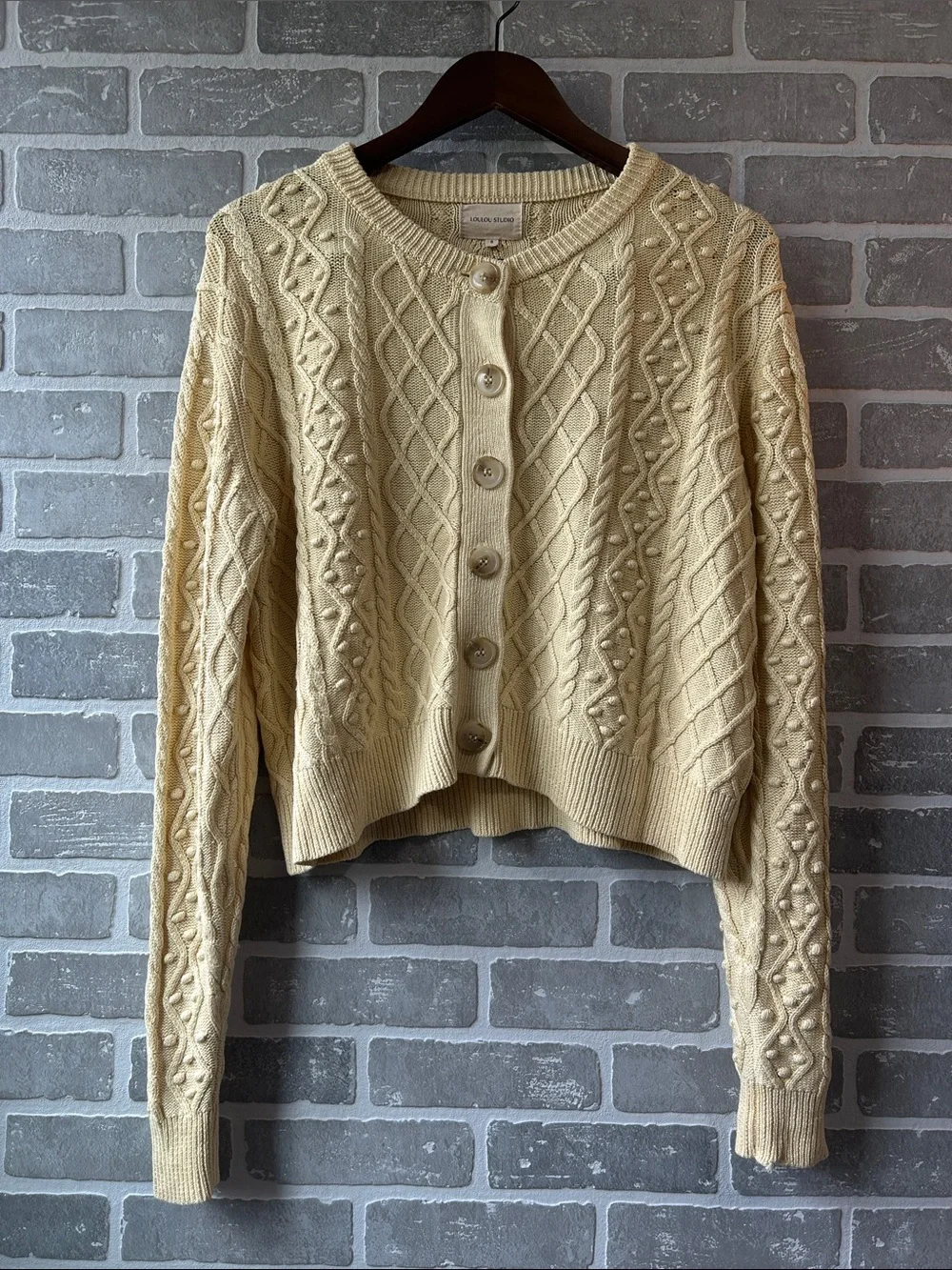 Loulou Studio Vilm Cable Knit Stretch Silk & Linen‎ Cardigan